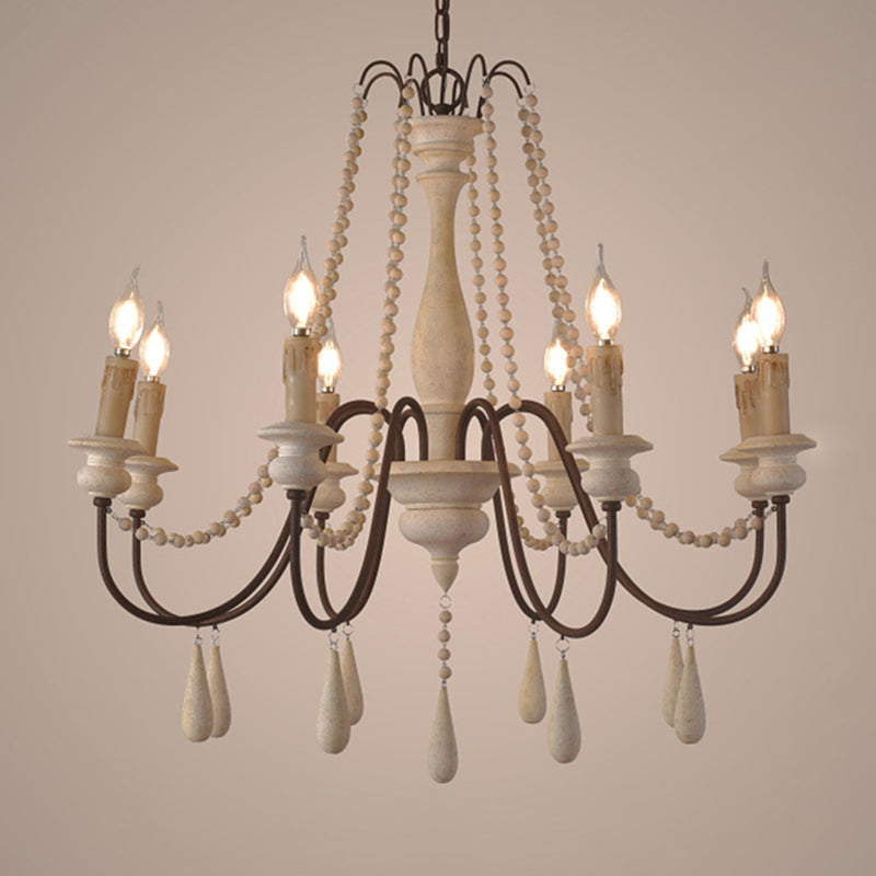 Traditioneller rustikaler Stil aus Holzleuchten mit Multi-Lights Candlestick Design Lighting Fixture mit Schwanenhalsrostarm