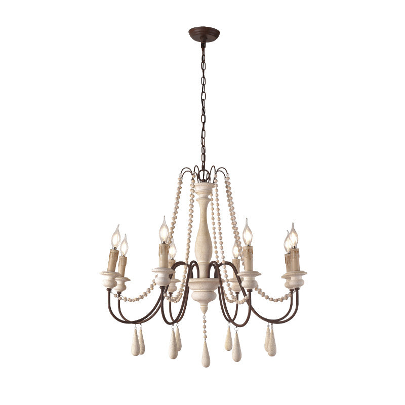 Traditioneller rustikaler Stil aus Holzleuchten mit Multi-Lights Candlestick Design Lighting Fixture mit Schwanenhalsrostarm