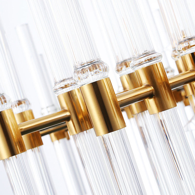 Runde geruchte klare Kristall -Anhänger Deckenleuchte postmoderne 8 Lichter Gold Kronleuchterlampe