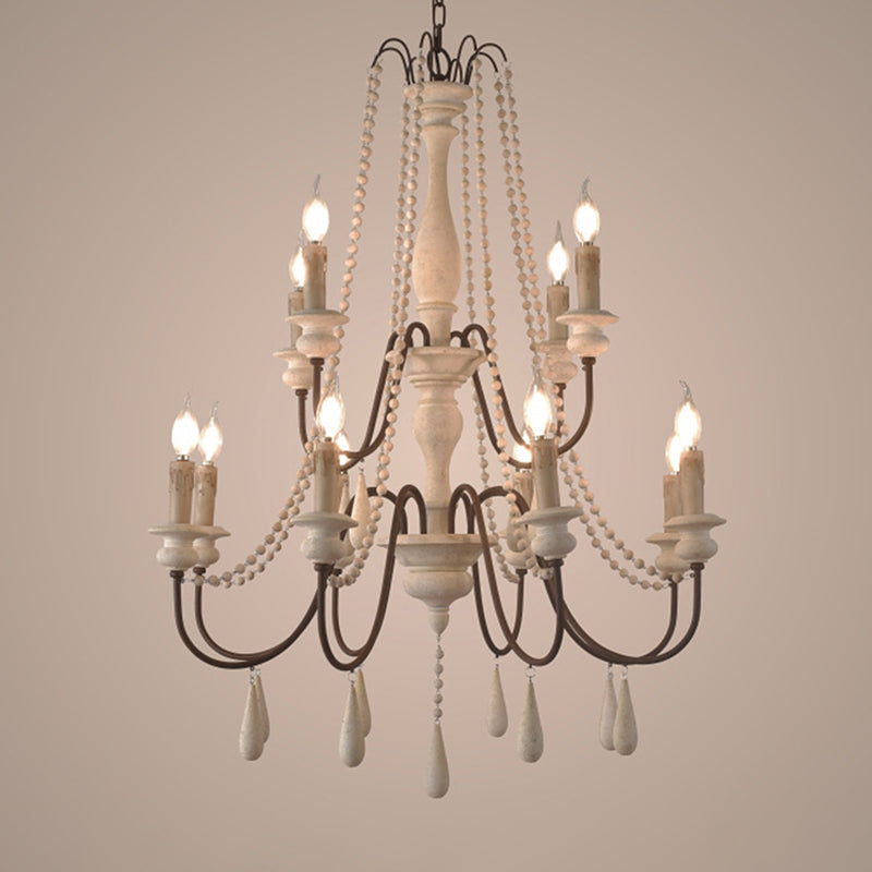 Traditioneller rustikaler Stil aus Holzleuchten mit Multi-Lights Candlestick Design Lighting Fixture mit Schwanenhalsrostarm