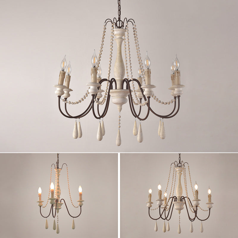Traditioneller rustikaler Stil aus Holzleuchten mit Multi-Lights Candlestick Design Lighting Fixture mit Schwanenhalsrostarm