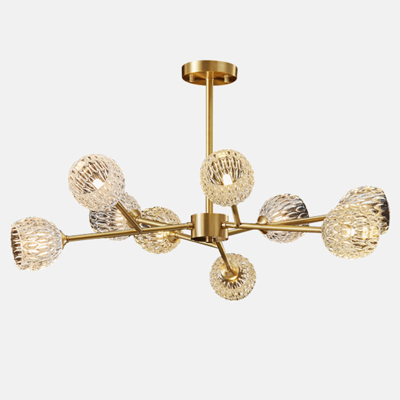 Alcance completo de la iluminación de cristal de cobre Candelera molecular de estilo moderno para sala de estar