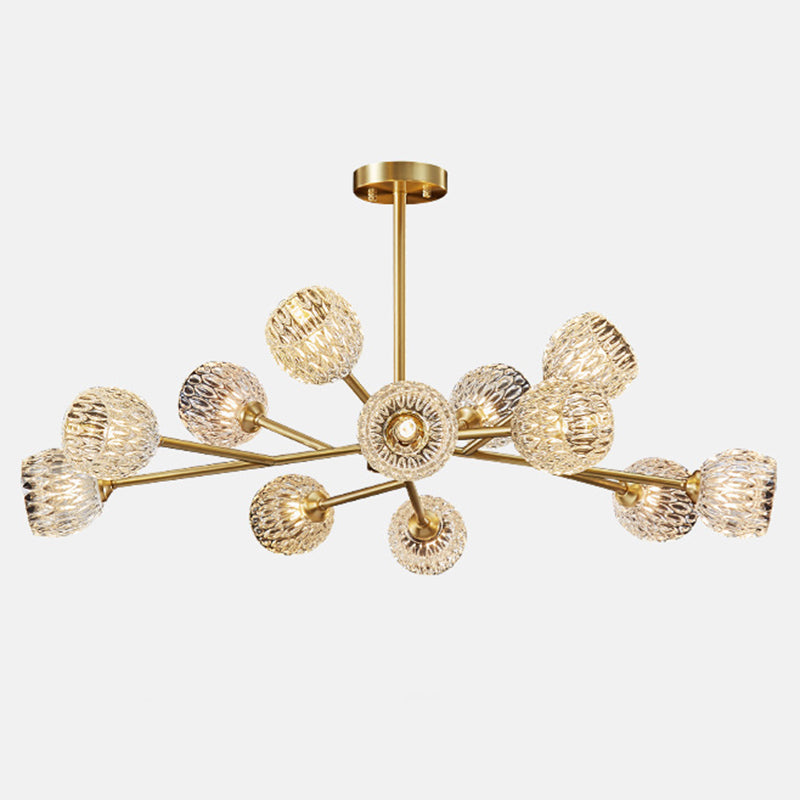 Alcance completo de la iluminación de cristal de cobre Candelera molecular de estilo moderno para sala de estar