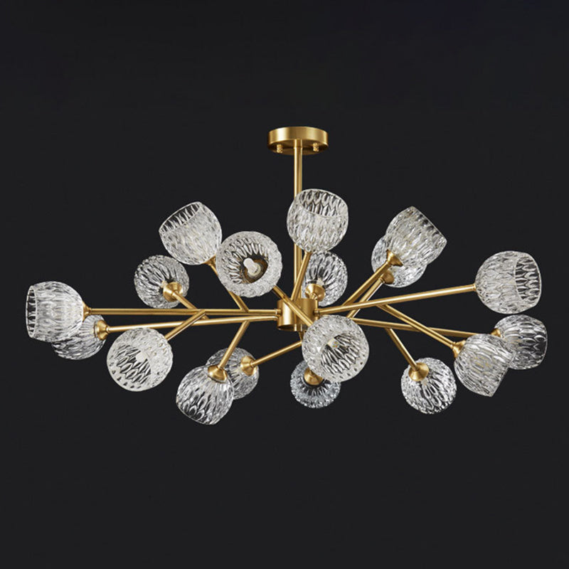 Alcance completo de la iluminación de cristal de cobre Candelera molecular de estilo moderno para sala de estar