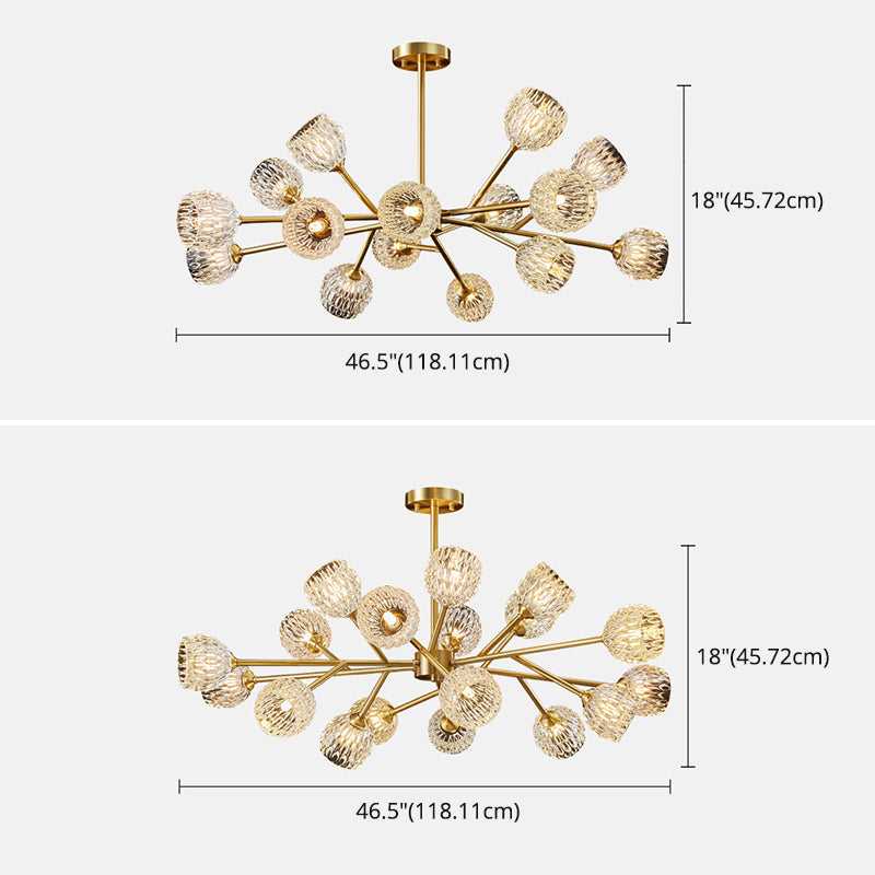 Alcance completo de la iluminación de cristal de cobre Candelera molecular de estilo moderno para sala de estar