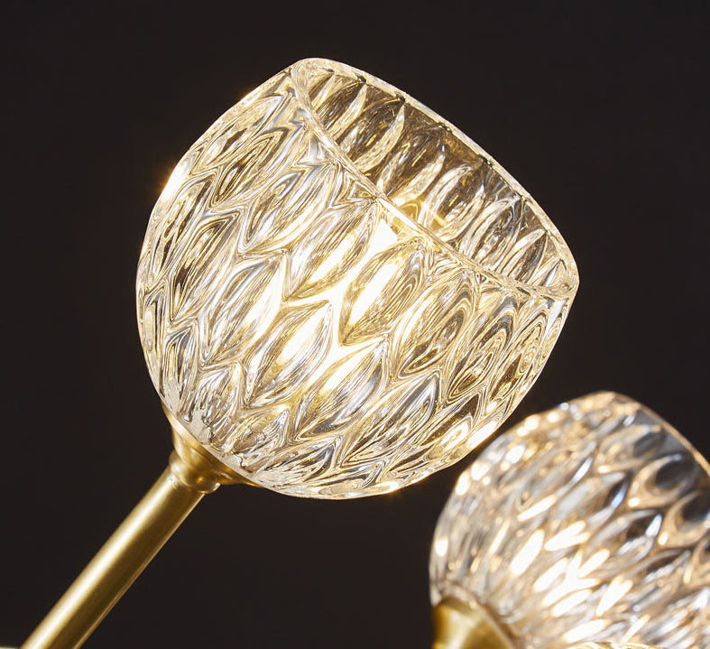 Alcance completo de la iluminación de cristal de cobre Candelera molecular de estilo moderno para sala de estar