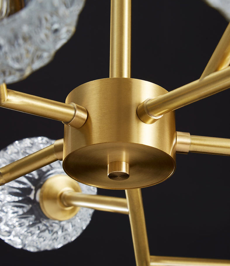 Alcance completo de la iluminación de cristal de cobre Candelera molecular de estilo moderno para sala de estar