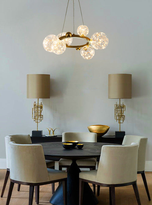 Sfuta in vetro trasparente Luce Light Strings lampadario rotondo lampada in metallo corpo moderno SEMPLICY LIGHTING IL LIMETTURA