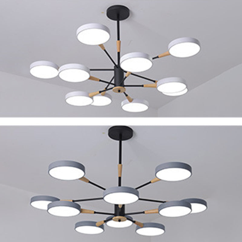 Apparecchiatura di illuminazione a sospensione dei cerchi metallici.