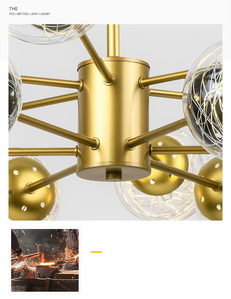 Aluminio Bola de vidrio de vidrio Molecular Estilo nórdico Minimalismo Luz colgante para comedor