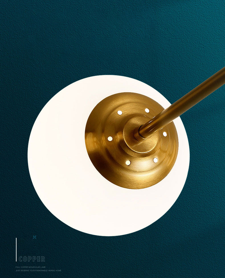 Lámpara de lámpara de araña de vidrio blanco de leche colgante de iluminación de latón contemporáneo para comedor