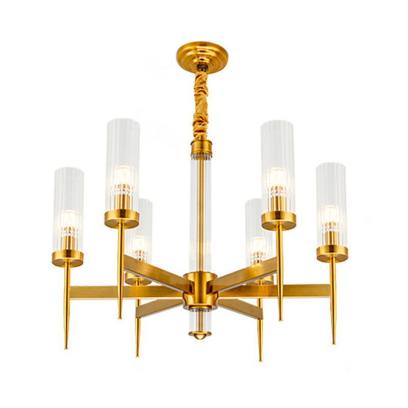 Cilíndrico de metal Candelier Chandelier Contemporáne de lámpara de lámpara de lámpara en oro