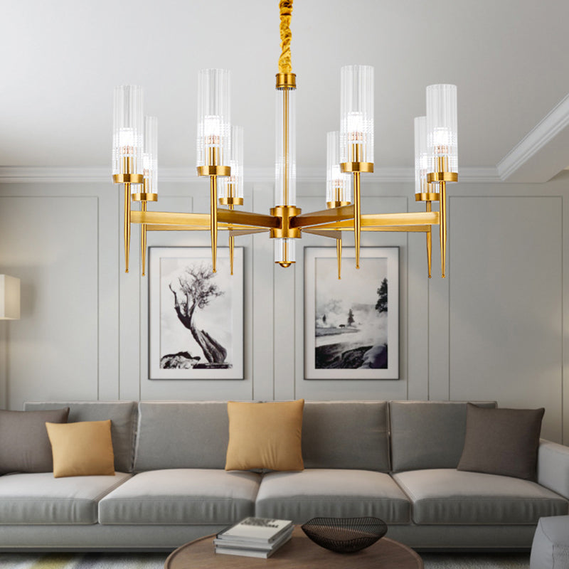 Cilíndrico de metal Candelier Chandelier Contemporáne de lámpara de lámpara de lámpara en oro