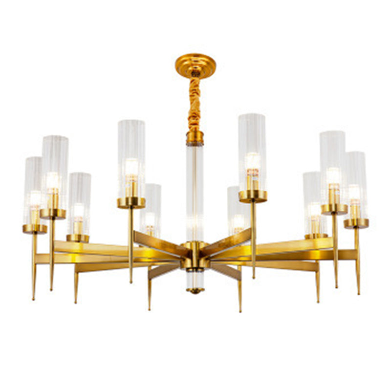 Cilíndrico de metal Candelier Chandelier Contemporáne de lámpara de lámpara de lámpara en oro
