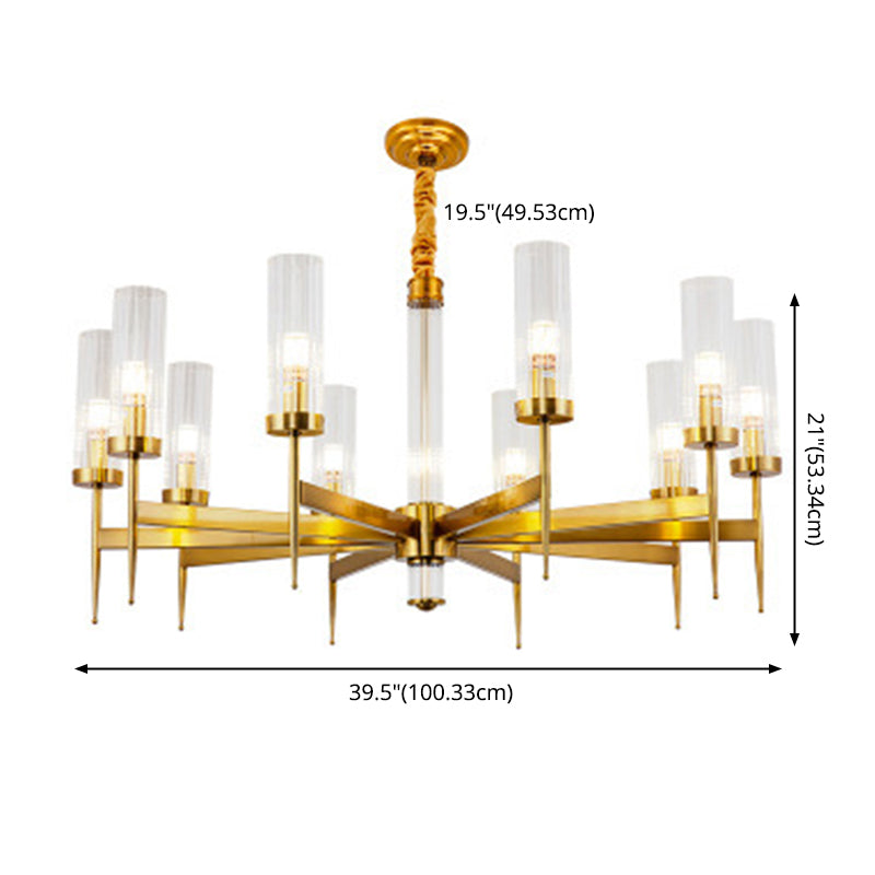 Cilíndrico de metal Candelier Chandelier Contemporáne de lámpara de lámpara de lámpara en oro