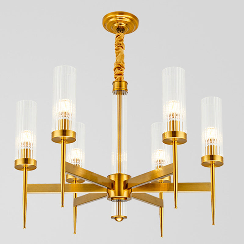 Cilíndrico de metal Candelier Chandelier Contemporáne de lámpara de lámpara de lámpara en oro