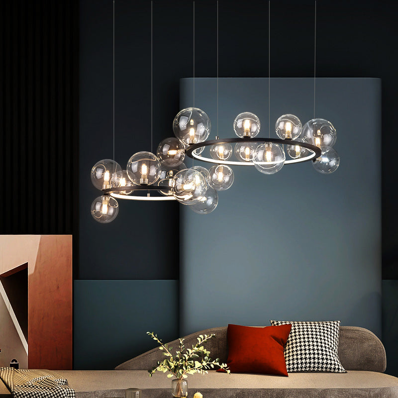 Almacina de vaso de vidrio creativo redondo LED LED Minimalismo Contemporáneo accesorio de iluminación con alambre de suspensión ajustable de 47 "