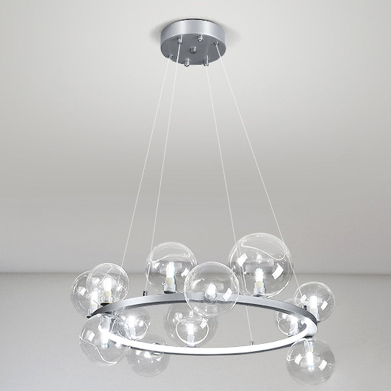 Almacina de vaso de vidrio creativo redondo LED LED Minimalismo Contemporáneo accesorio de iluminación con alambre de suspensión ajustable de 47 "