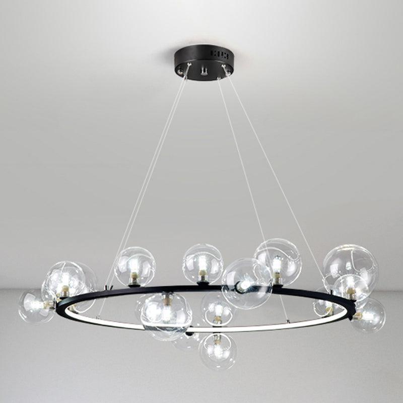 Almacina de vaso de vidrio creativo redondo LED LED Minimalismo Contemporáneo accesorio de iluminación con alambre de suspensión ajustable de 47 "