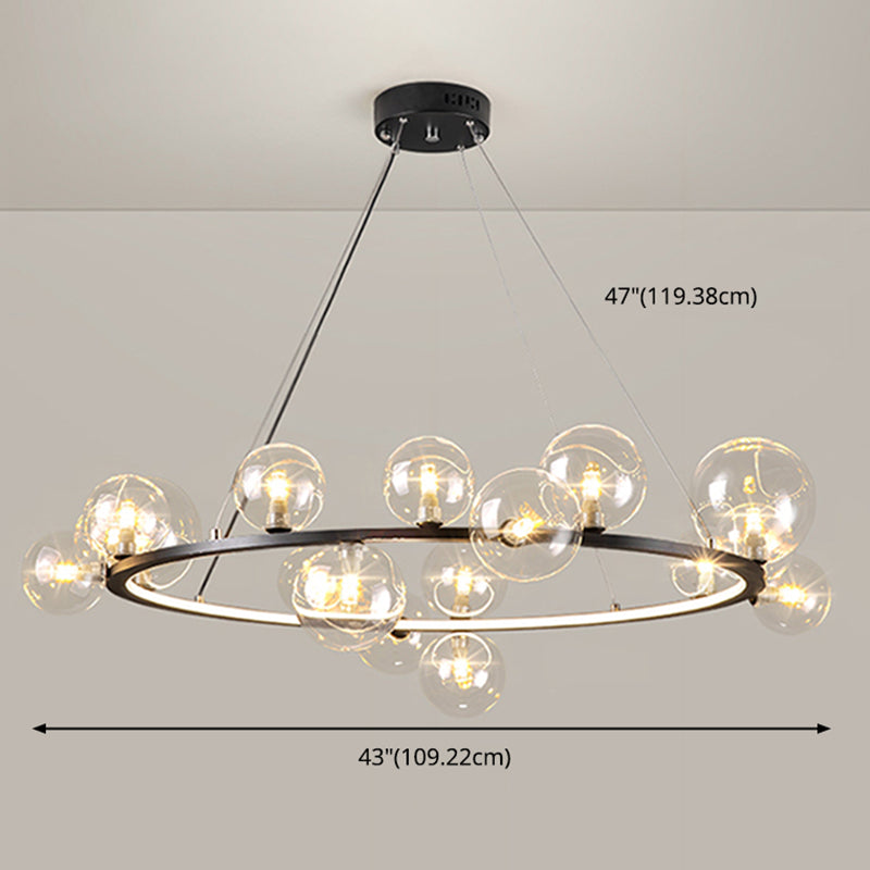 Almacina de vaso de vidrio creativo redondo LED LED Minimalismo Contemporáneo accesorio de iluminación con alambre de suspensión ajustable de 47 "