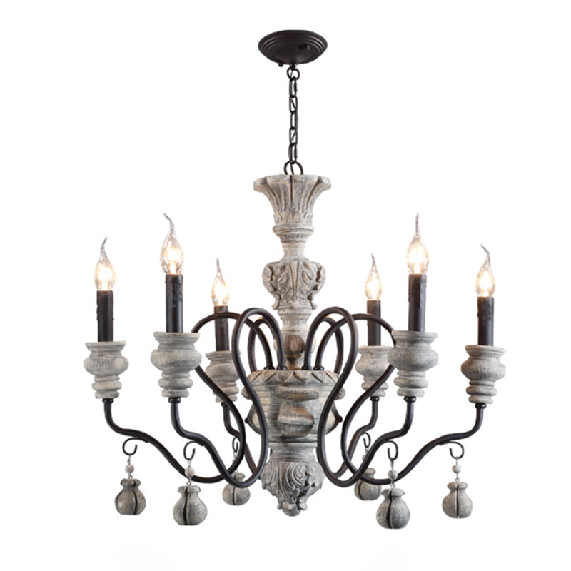 Vintage Candlesticks Styling Resin Chandelier Metal Gooseneck Arm Design Rustic Style Lighting Pendant