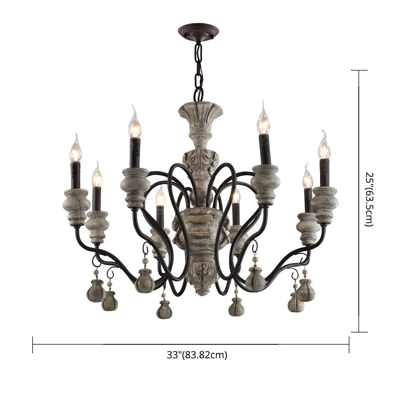 Vintage Candlesticks Styling Resin Chandelier Metal Gooseneck Arm Design Rustic Style Lighting Pendant