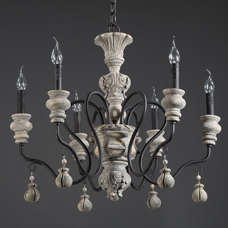 Vintage Candlesticks Styling Resin Chandelier Metal Gooseneck Arm Design Rustic Style Lighting Pendant