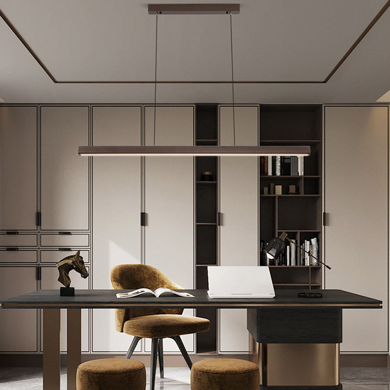 Nordic Minimalism LED Island Light Aluminum Long Strip Dining Room Lighting Fixture with 59" Adjustable Suspension Wire