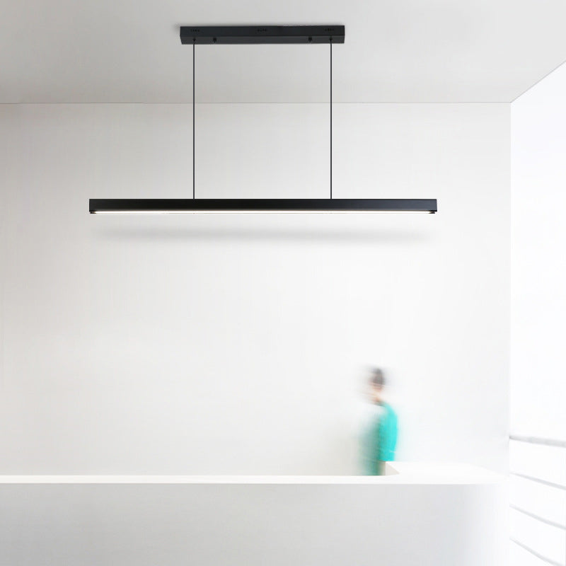 Nordic Minimalism LED Island Light Aluminum Long Strip Dining Room Lighting Fixture with 59" Adjustable Suspension Wire