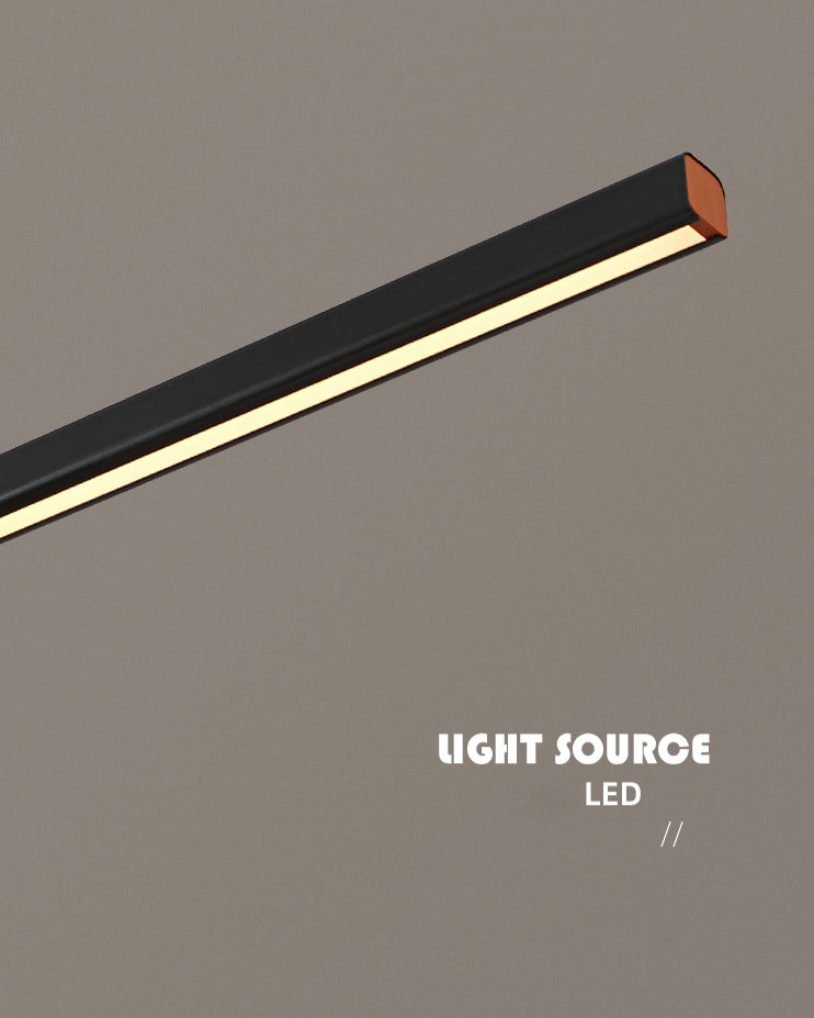 Nordic Minimalism LED Island Light Aluminum Long Strip Dining Room Lighting Fixture with 59" Adjustable Suspension Wire