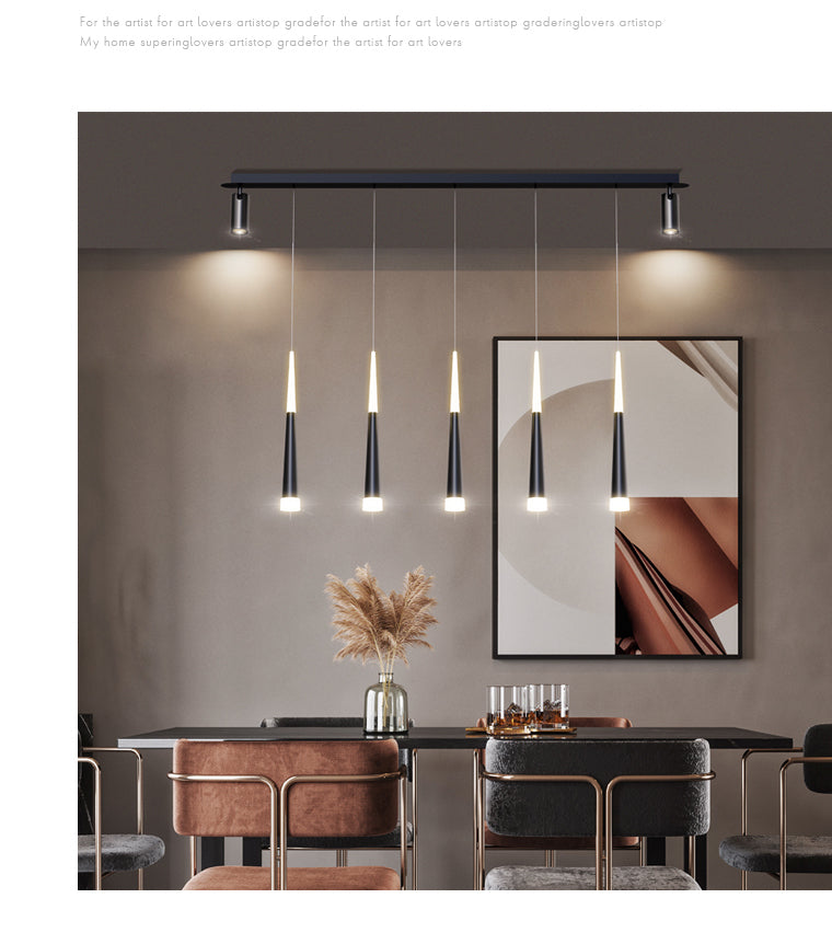 Torch-shaped LED Island Light with 360° Adjustable Spotlight Design Dining Room Lighting Fixture