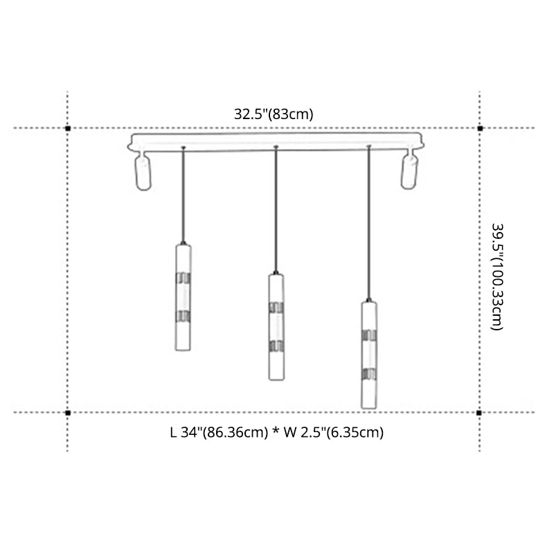 3-Lights Cylindrical LED Island Light Double Spotlight Design Modern Style Simplicity Lighting Pendant in Black