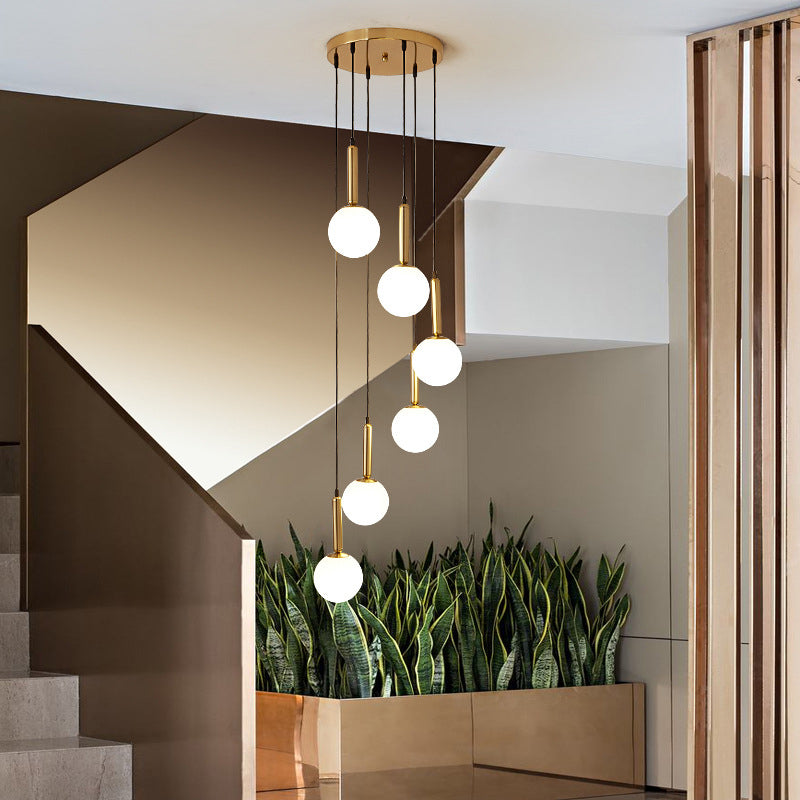 Modern Minimalist  Multiple Globe Shade Pendant Light  Metal Long Hanging Lamp  for Living Room
