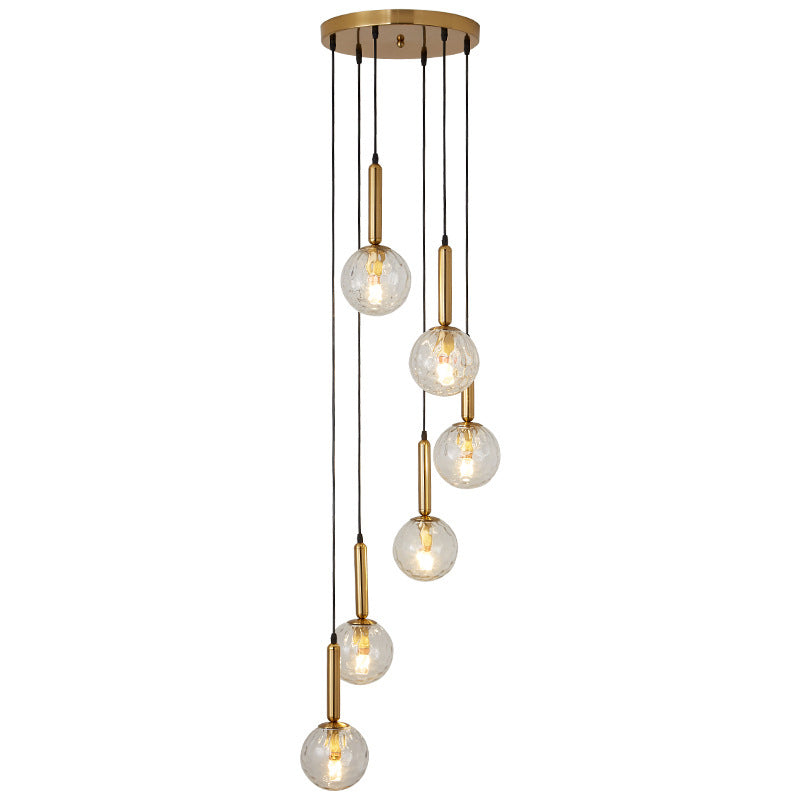 Modern Minimalist  Multiple Globe Shade Pendant Light  Metal Long Hanging Lamp  for Living Room