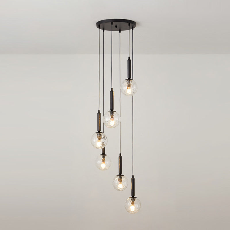 Modern Minimalist  Multiple Globe Shade Pendant Light  Metal Long Hanging Lamp  for Living Room