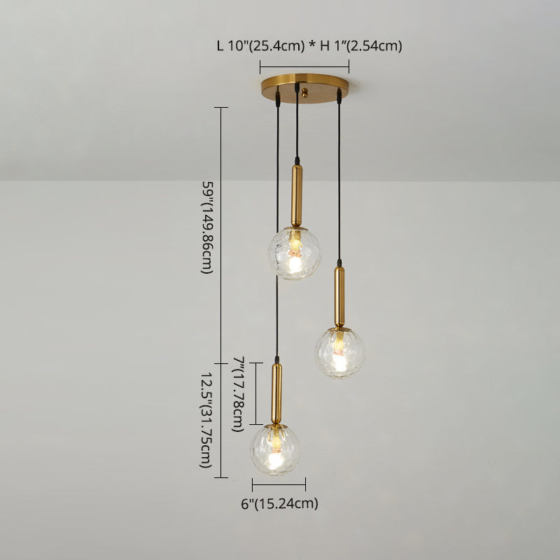 Modern Minimalist  Multiple Globe Shade Pendant Light  Metal Long Hanging Lamp  for Living Room