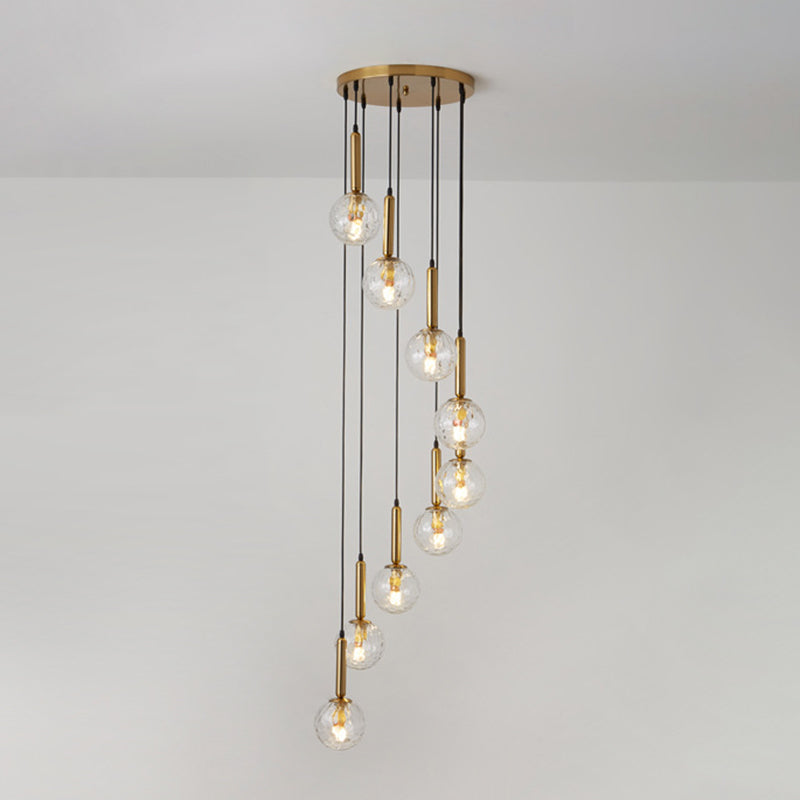 Modern Minimalist  Multiple Globe Shade Pendant Light  Metal Long Hanging Lamp  for Living Room