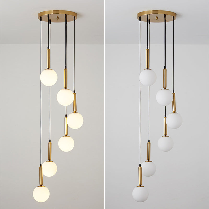 Modern Minimalist  Multiple Globe Shade Pendant Light  Metal Long Hanging Lamp  for Living Room