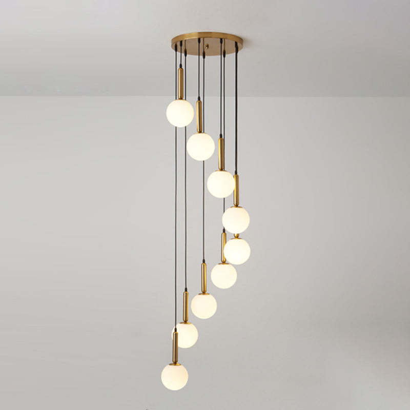Modern Minimalist  Multiple Globe Shade Pendant Light  Metal Long Hanging Lamp  for Living Room