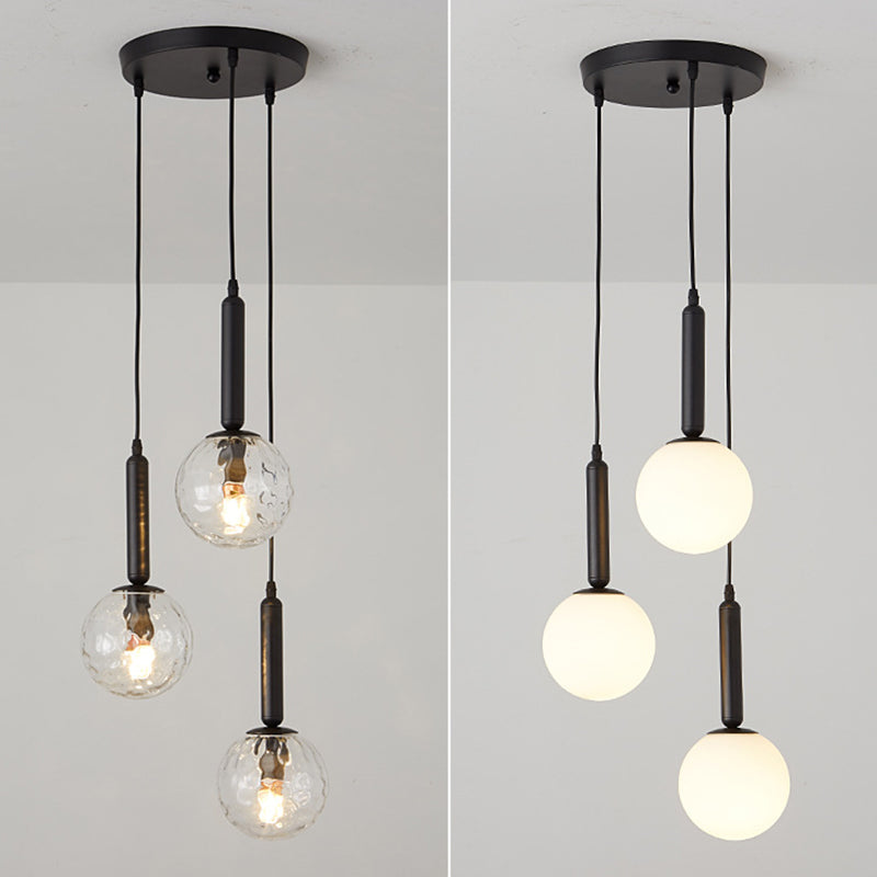 Modern Minimalist  Multiple Globe Shade Pendant Light  Metal Long Hanging Lamp  for Living Room