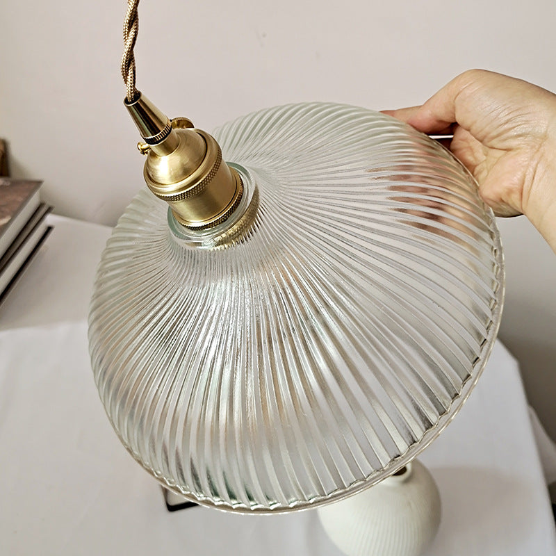 Retro Industrial 1 Light Pendant Prismatic Glass Dome Pendant Lighting  for Living Room