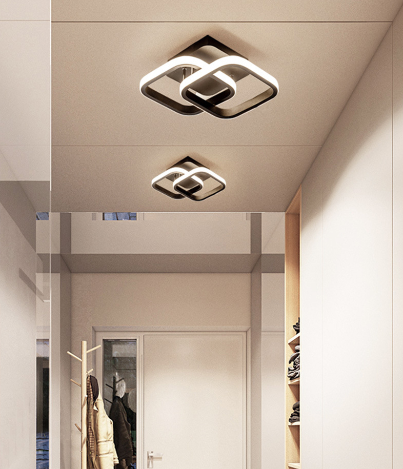Geometric Semi Mount Lighting Simple Style Metal LED Aisle Semi Flush Light Fixture