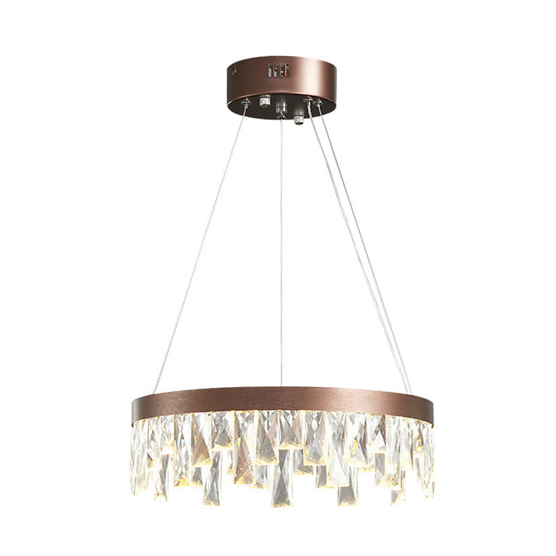 Ring Wohnzimmer hängen Kronleuchter Lichtkristall Block LED zeitgemäße Aufhängung Licht in Braun, 16 "/23,5" /31,5 "breit