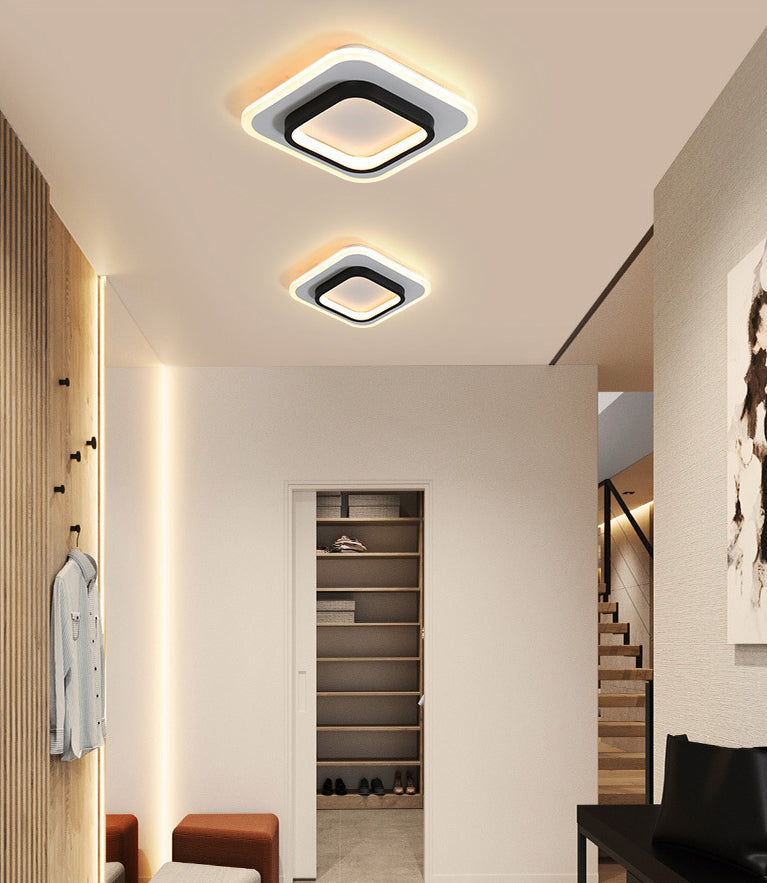 Lámpara de techo empotrada moderna LED acrílica de montaje empotrado para pasillo geométrico en blanco y negro