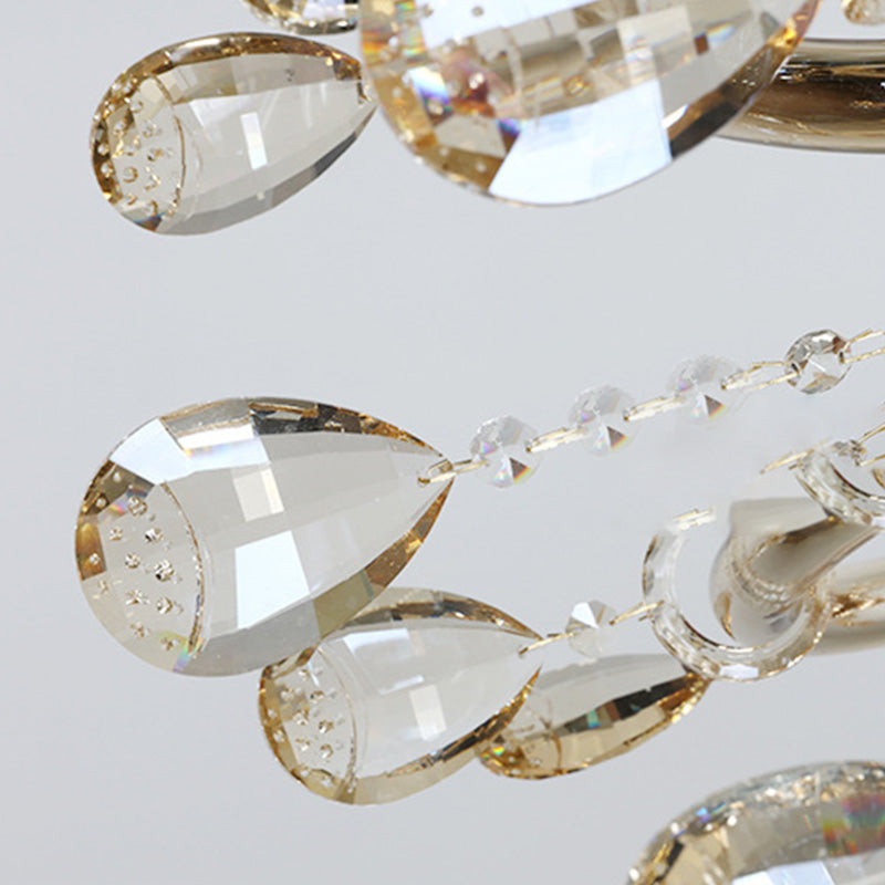 Bell Living Room Chandelier Lamp Traditional Crystal Drop 6/8 Lights Chrome Hanging Ceiling Light