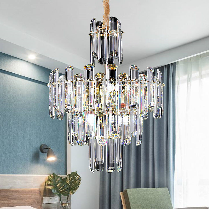 3 niveles Candelier de cristal biselado Luz de luz contemporánea 8/12 luces claras luz de techo colgante