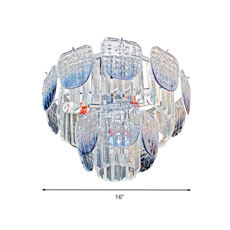 Kit de luz colgante de cristal de cristal transparente moderno 5/10 luces lámparas de colgante azul claro