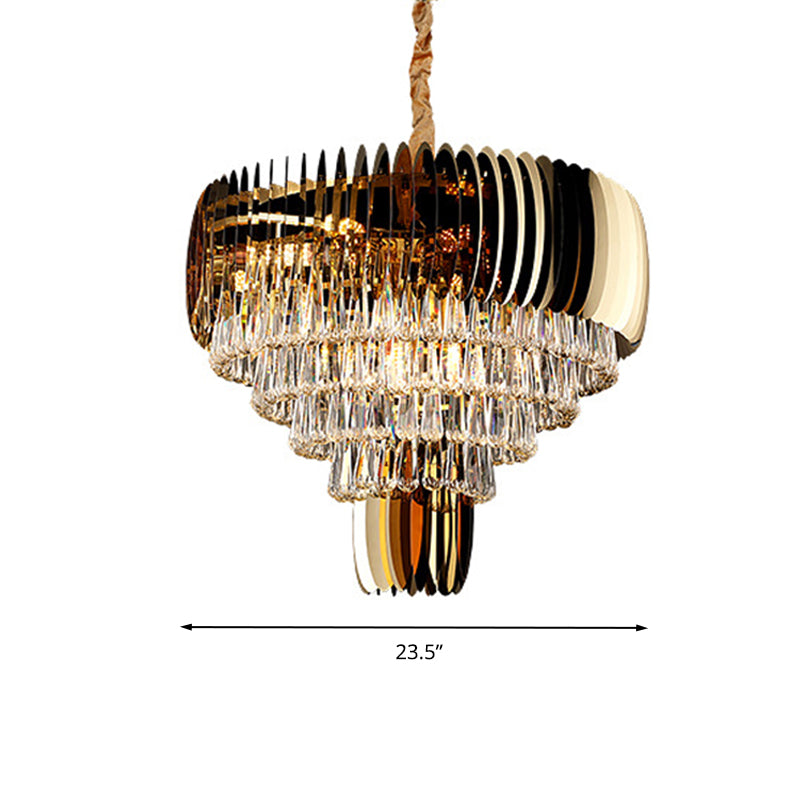 Luz de techo de cristal de lágrima tazada moderna 9 cabezas lámpara de lámpara en oro