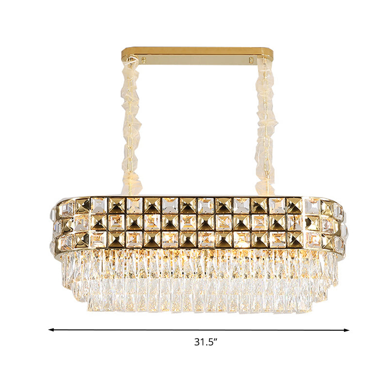 Lampada il lampadario ovale lampada a cristallo sfaccettato moderno 10 teste di sospensione in oro