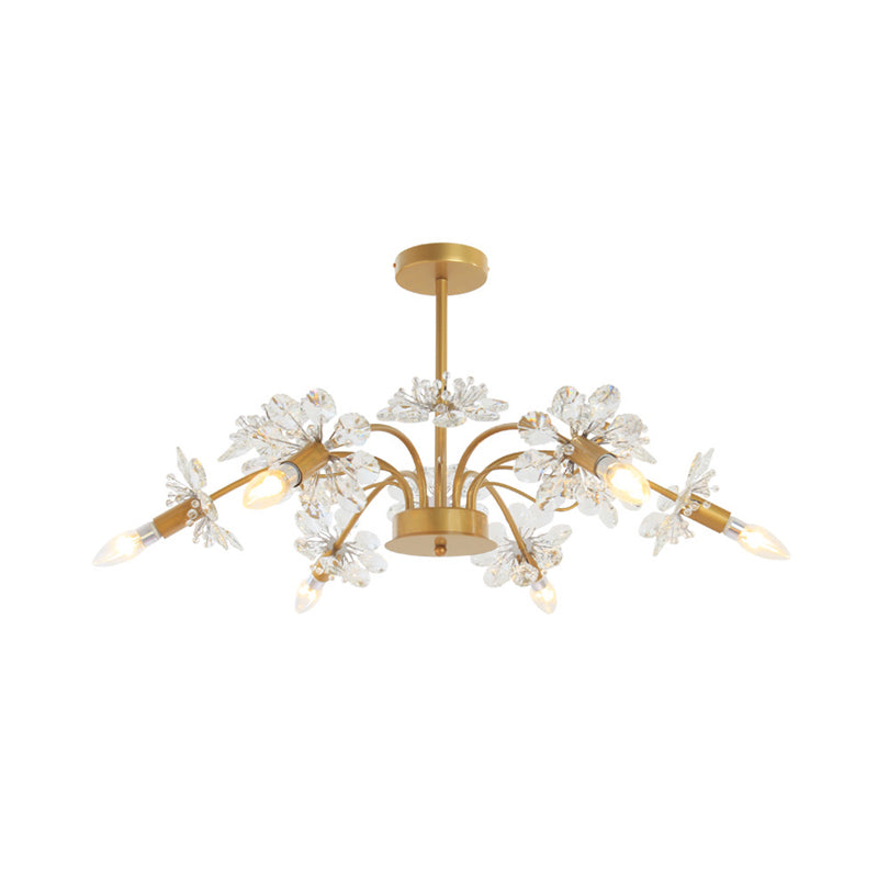 Kit de luz colgante de oro de oro posmoderna 7 cabezas de araña de cristal luz colgante